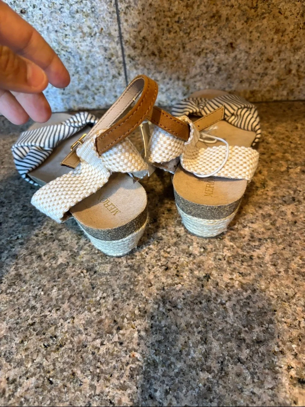 Merona Beige and Black Striped Knot Espadrille Sandals